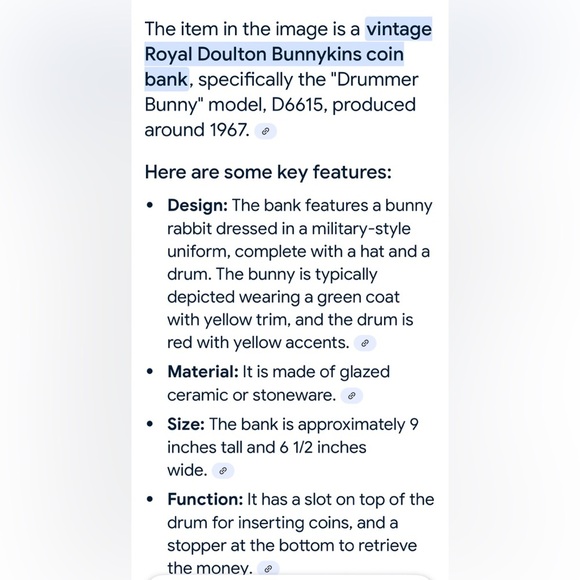 1967 Royal Doulton Bunnykins Charming Brown and Red Drummer Bunny Figurine - Picture 4 of 15